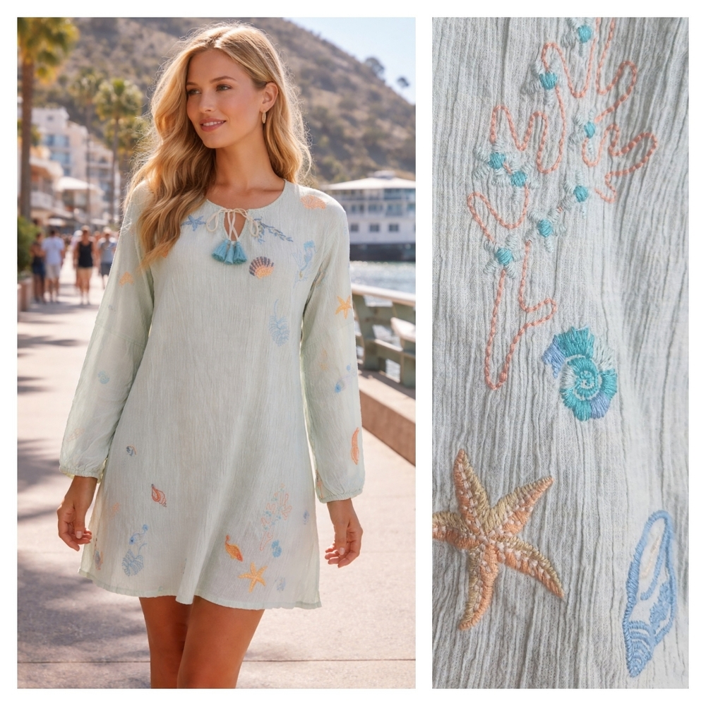 🐚 RARE Johnny Was Workshop Summer Tunic Dress | Size XS